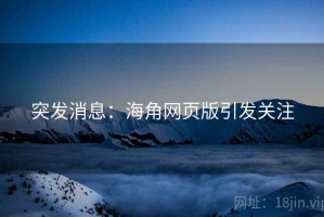 突发消息：海角网页版引发关注